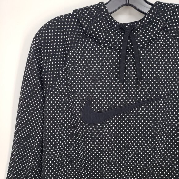 Nike Geometric Print‎ Hoodie Sweatshirt L Womens Pullover Black White - Picture 4 of 8